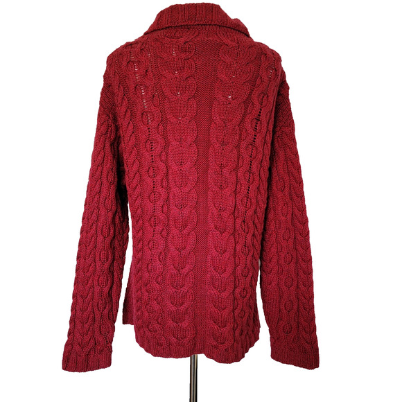 Claouknit Merino Wool Red Cardigan VTG Heavy Knit Made Ireland S Hand Finished - Picture 5 of 9